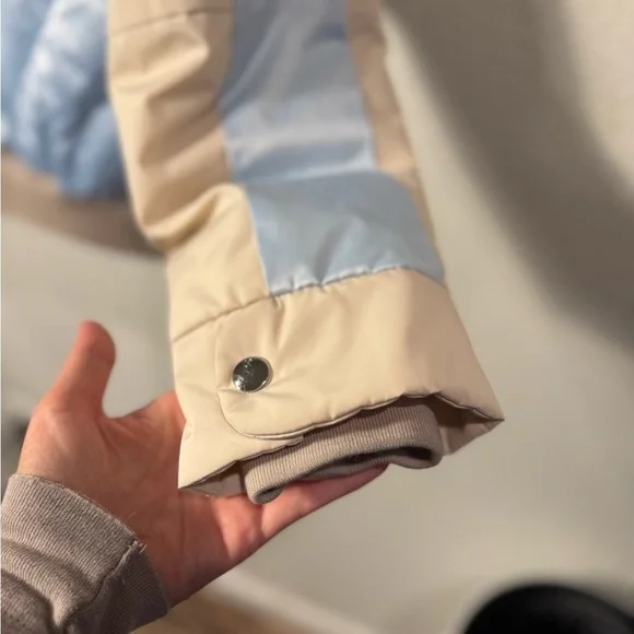 BOGNER Cream Blue Goose Down Floral Embroidered Zip Front Quilted Ski Jacket 10 - Picture 8 of 12